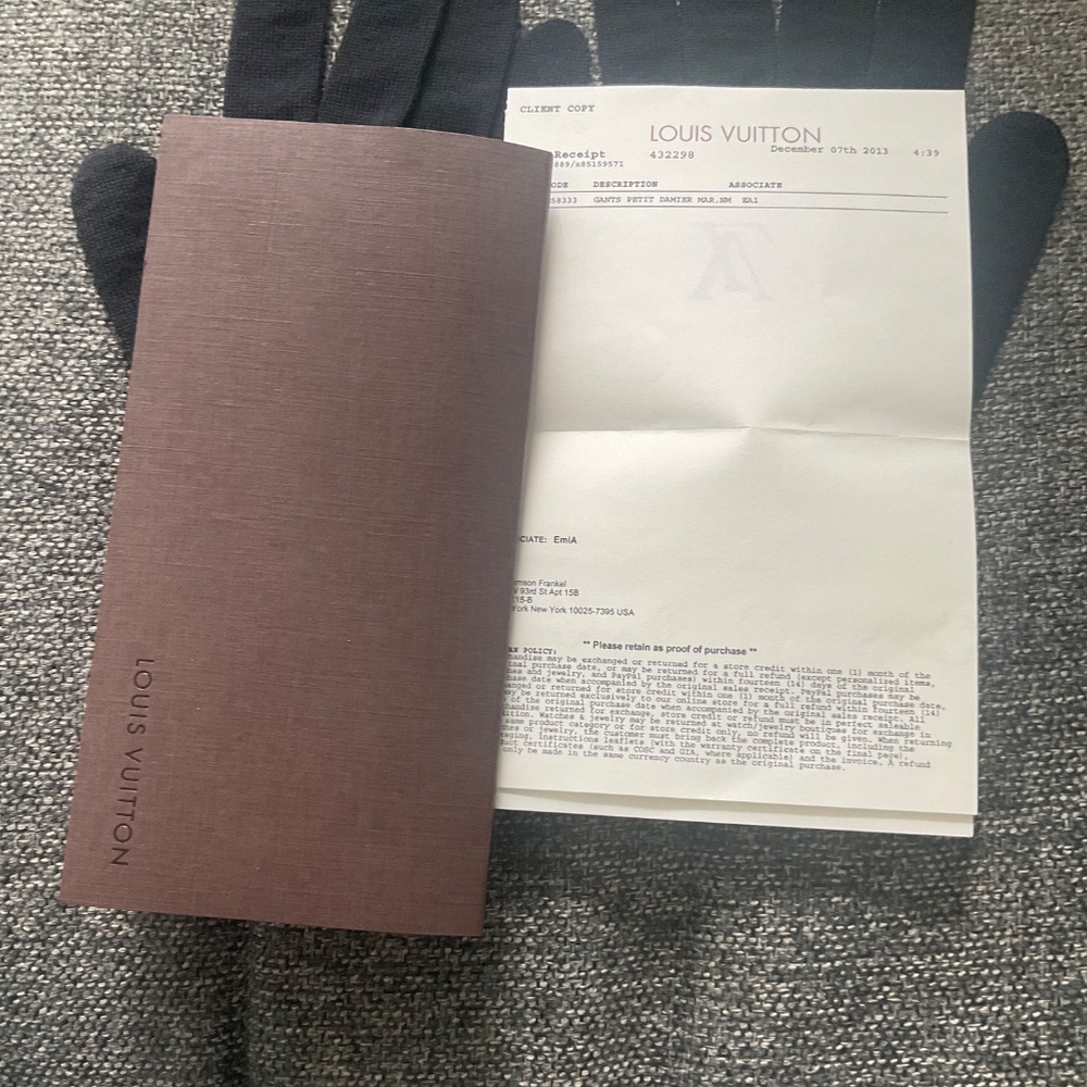 NEW - LOUIS VUITTON UNISEX GANTS PETIT DAMIER MAR.NM 100% WOOL GLOVES - Picture 2 of 5